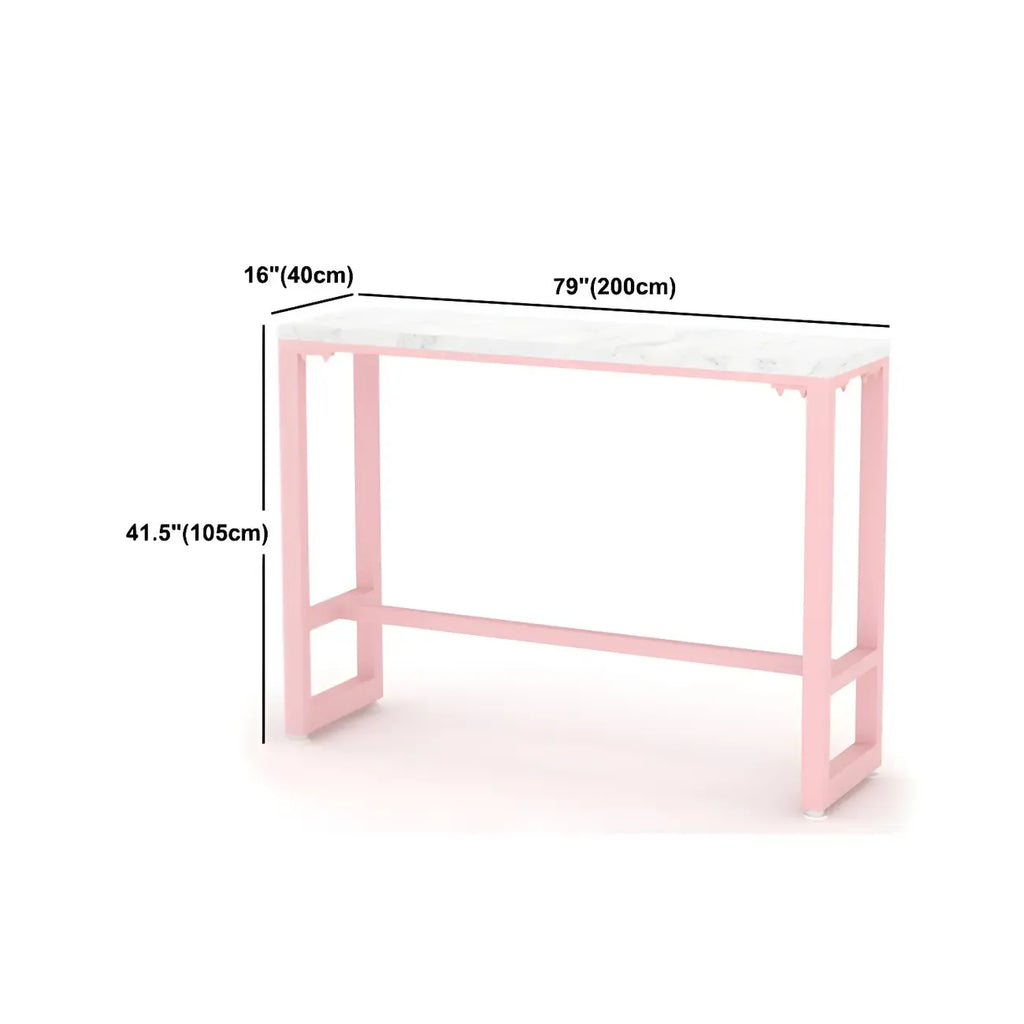 Table de bar longue rectangulaire en marbre rose glamour