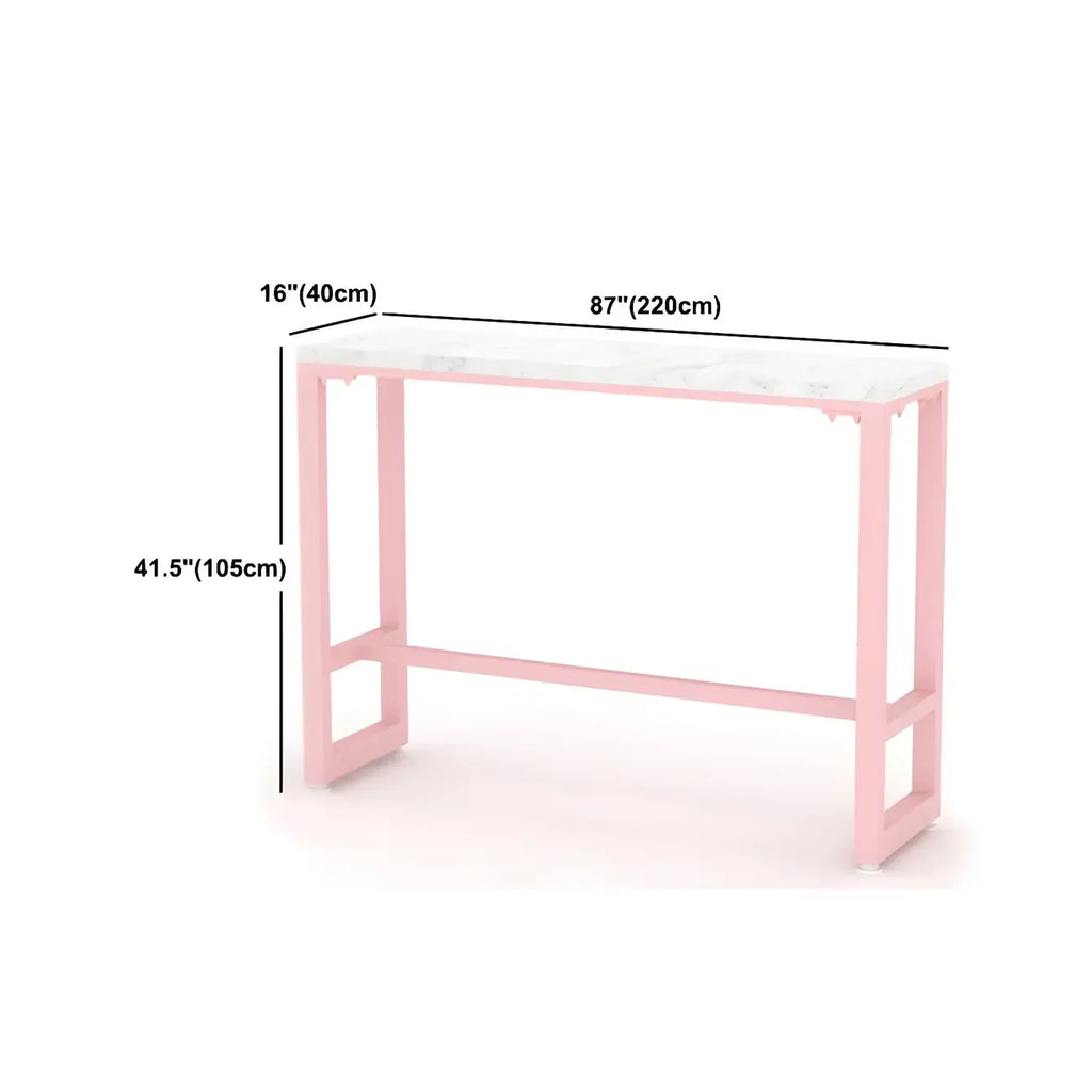 Table de bar longue rectangulaire en marbre rose glamour