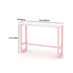 Table de bar longue rectangulaire en marbre rose glamour