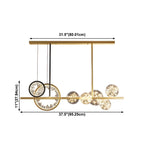 Suspension géométrique dorée en verre et cristal pour îlot
