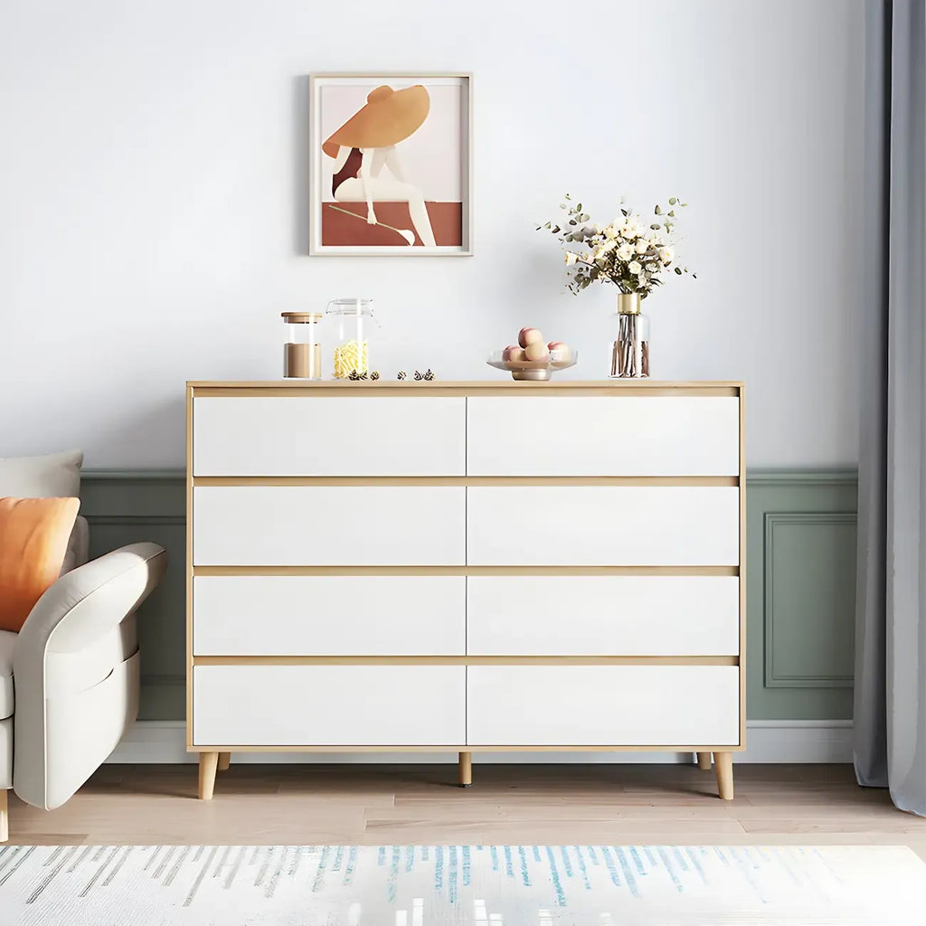 Commode double minimaliste en bois naturel avec rangement