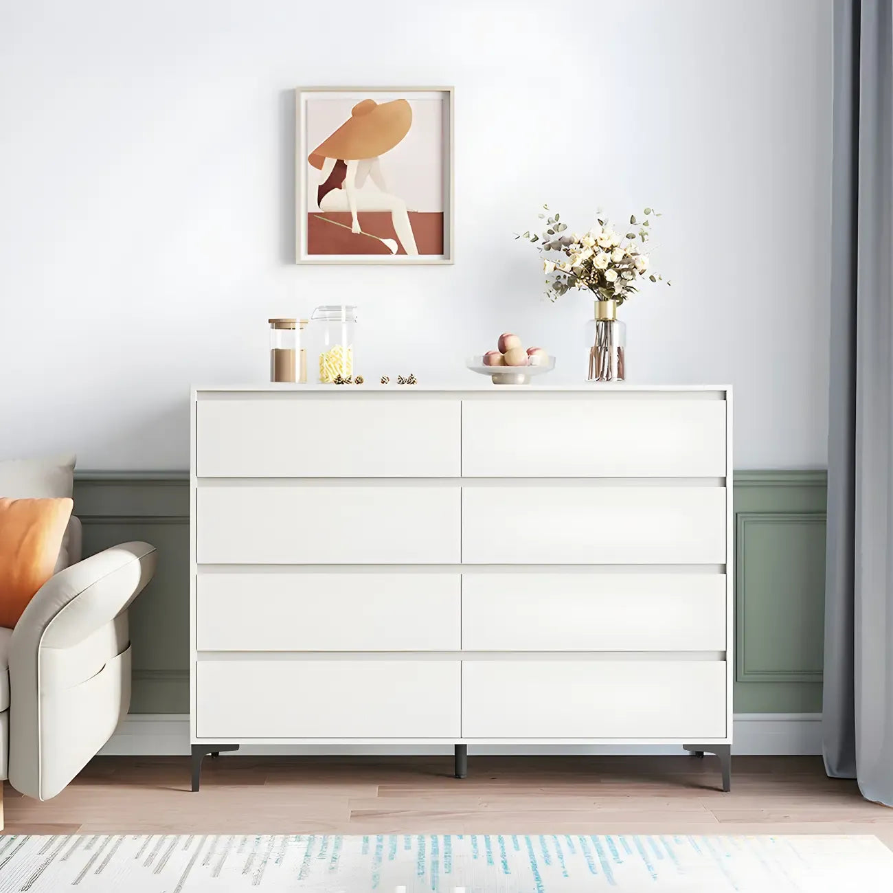 Commode double minimaliste en bois naturel avec rangement