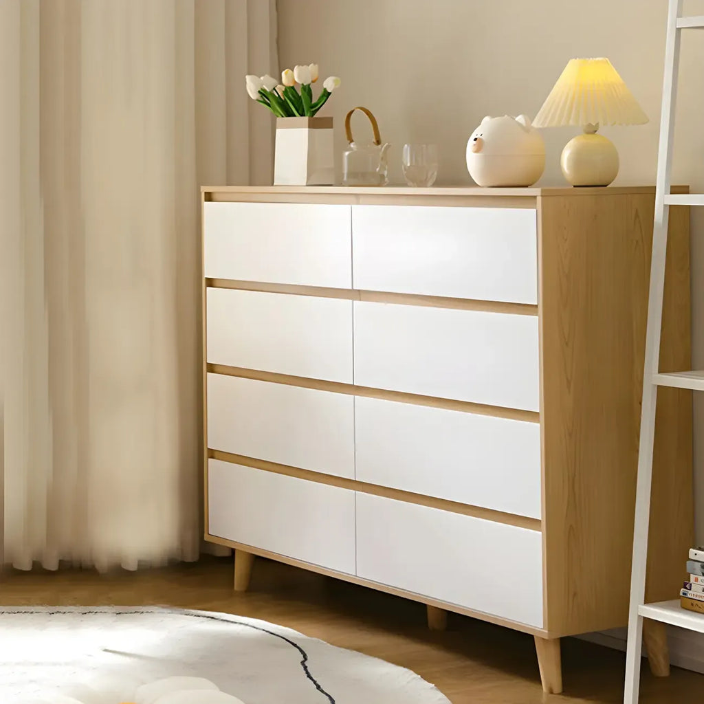 Commode double minimaliste en bois naturel avec rangement