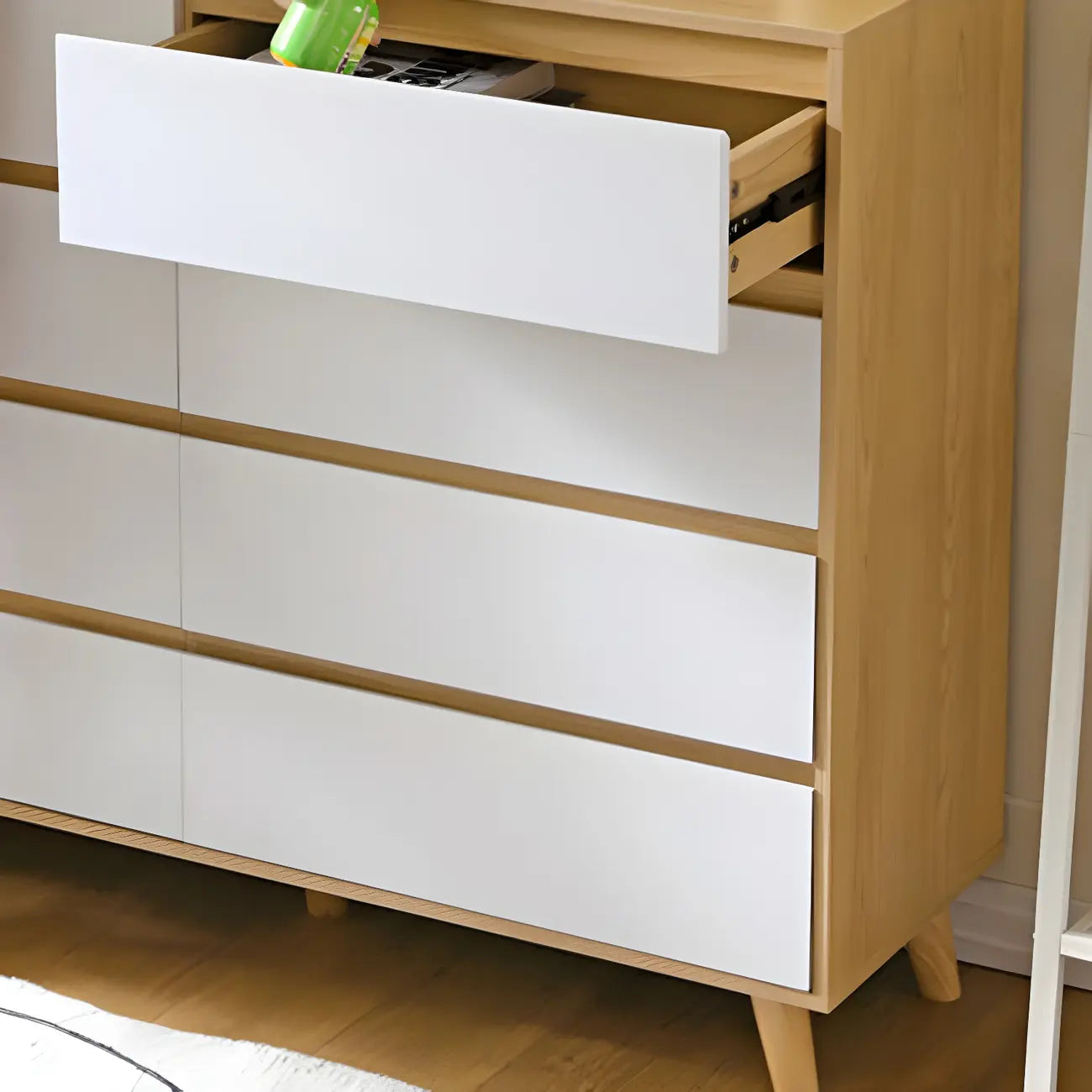 Commode double minimaliste en bois naturel avec rangement