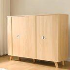Commode double minimaliste en bois naturel avec rangement
