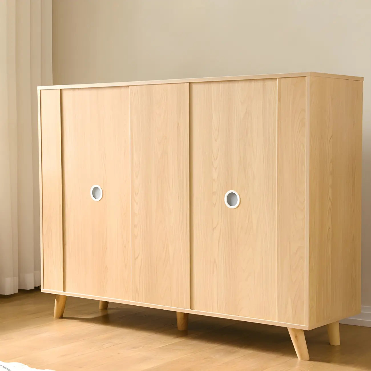 Commode double minimaliste en bois naturel avec rangement