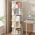 Bibliothèque cylindrique en bois marron à dos ouvert et pivotante