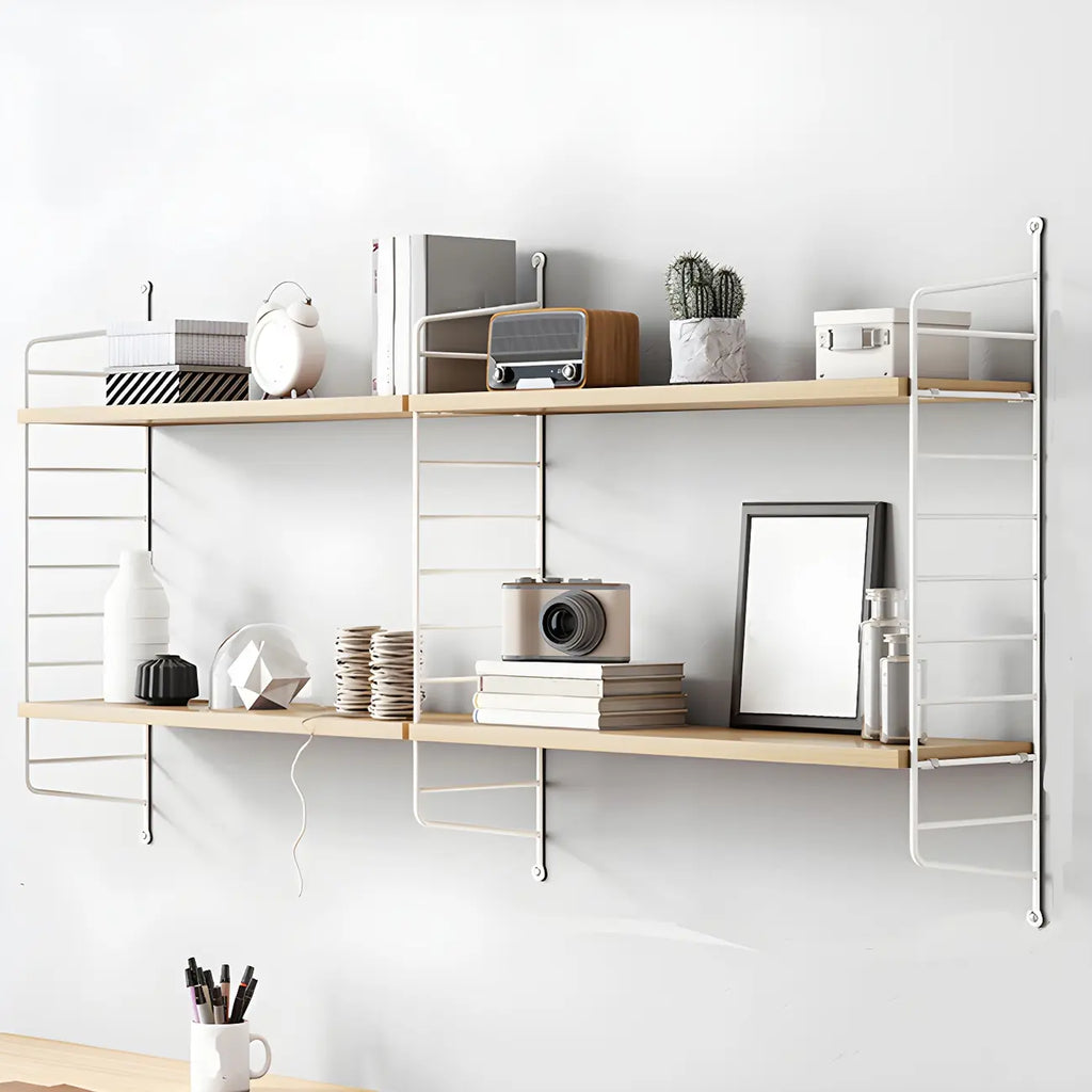 Libreria a giorno in legno noce a 3 ripiani montabile a parete
