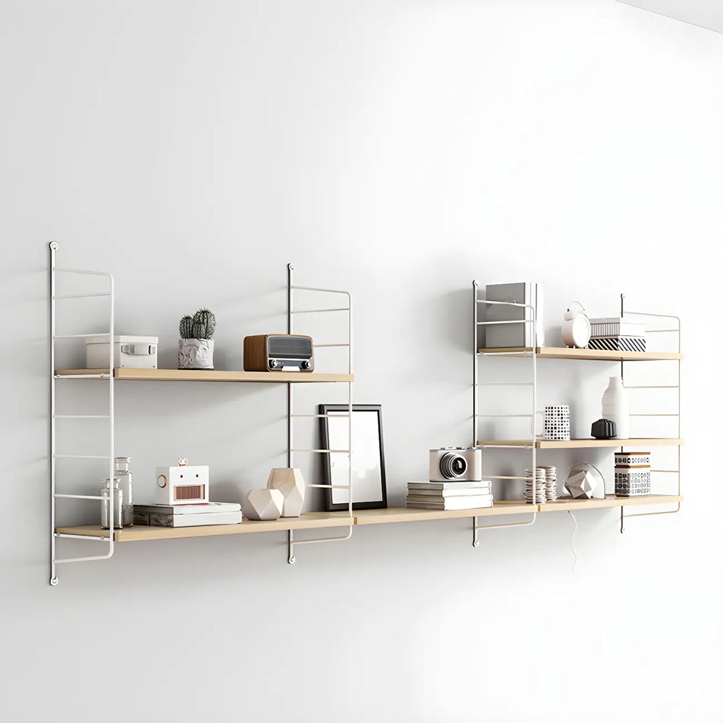 Libreria a giorno in legno noce a 3 ripiani montabile a parete