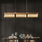 Suspension rectangulaire moderne en cristal doré pour cuisine