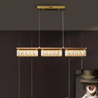 Suspension rectangulaire moderne en cristal doré pour cuisine