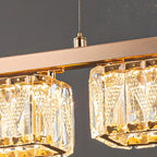 Suspension rectangulaire moderne en cristal doré pour cuisine