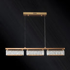Suspension rectangulaire moderne en cristal doré pour cuisine