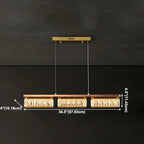 Suspension rectangulaire moderne en cristal doré pour cuisine