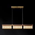 Suspension rectangulaire moderne en cristal doré pour cuisine