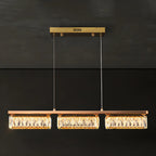 Suspension rectangulaire moderne en cristal doré pour cuisine