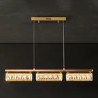 Suspension rectangulaire moderne en cristal doré pour cuisine