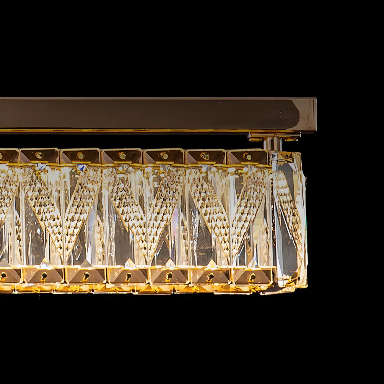 Suspension rectangulaire moderne en cristal doré pour cuisine