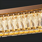 Suspension rectangulaire moderne en cristal doré pour cuisine