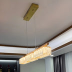 Suspension rectangulaire moderne en cristal doré pour cuisine