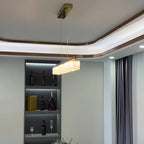 Suspension rectangulaire moderne en cristal doré pour cuisine