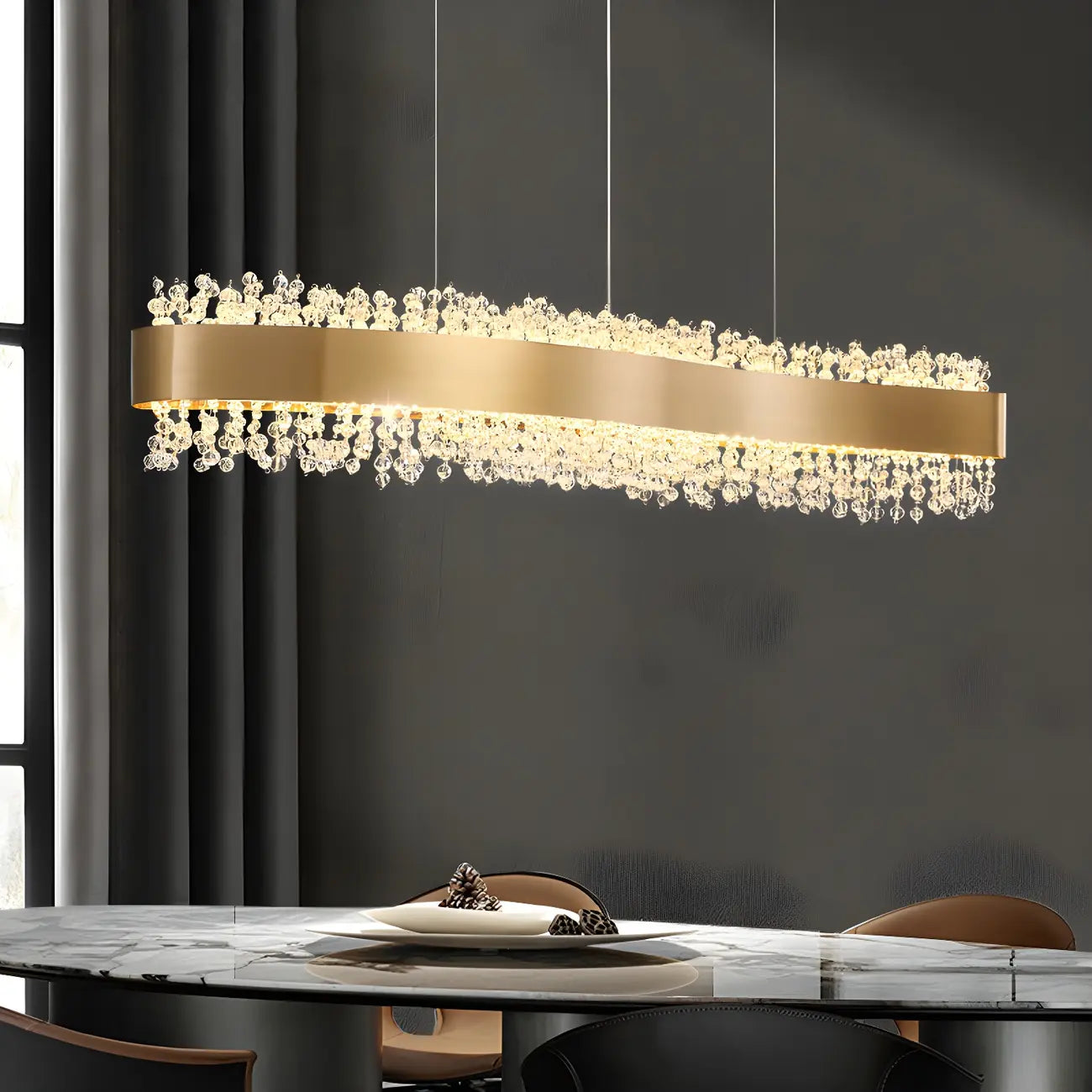 Applique murale réglable en cristal doré pour îlot de cuisine