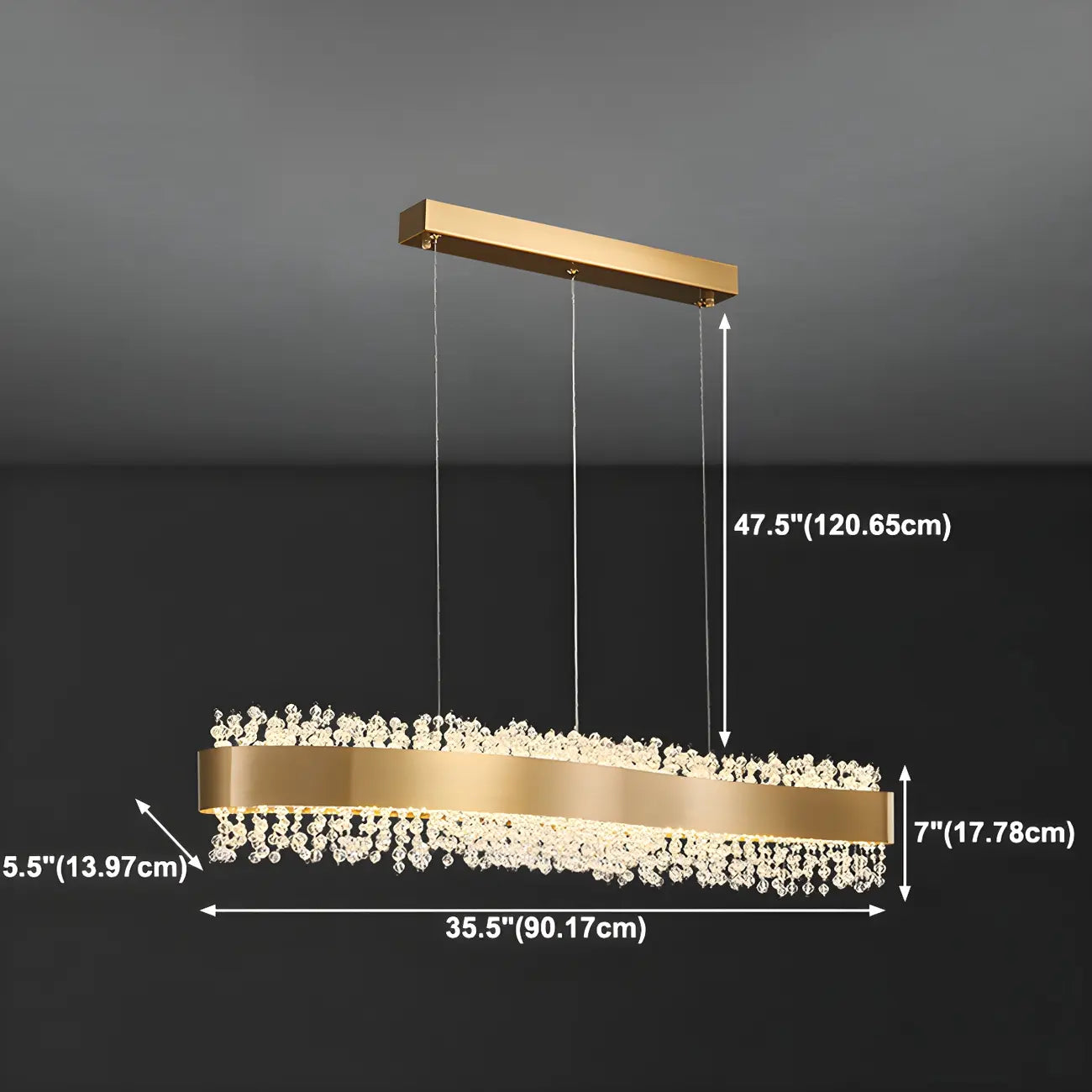 Applique murale réglable en cristal doré pour îlot de cuisine