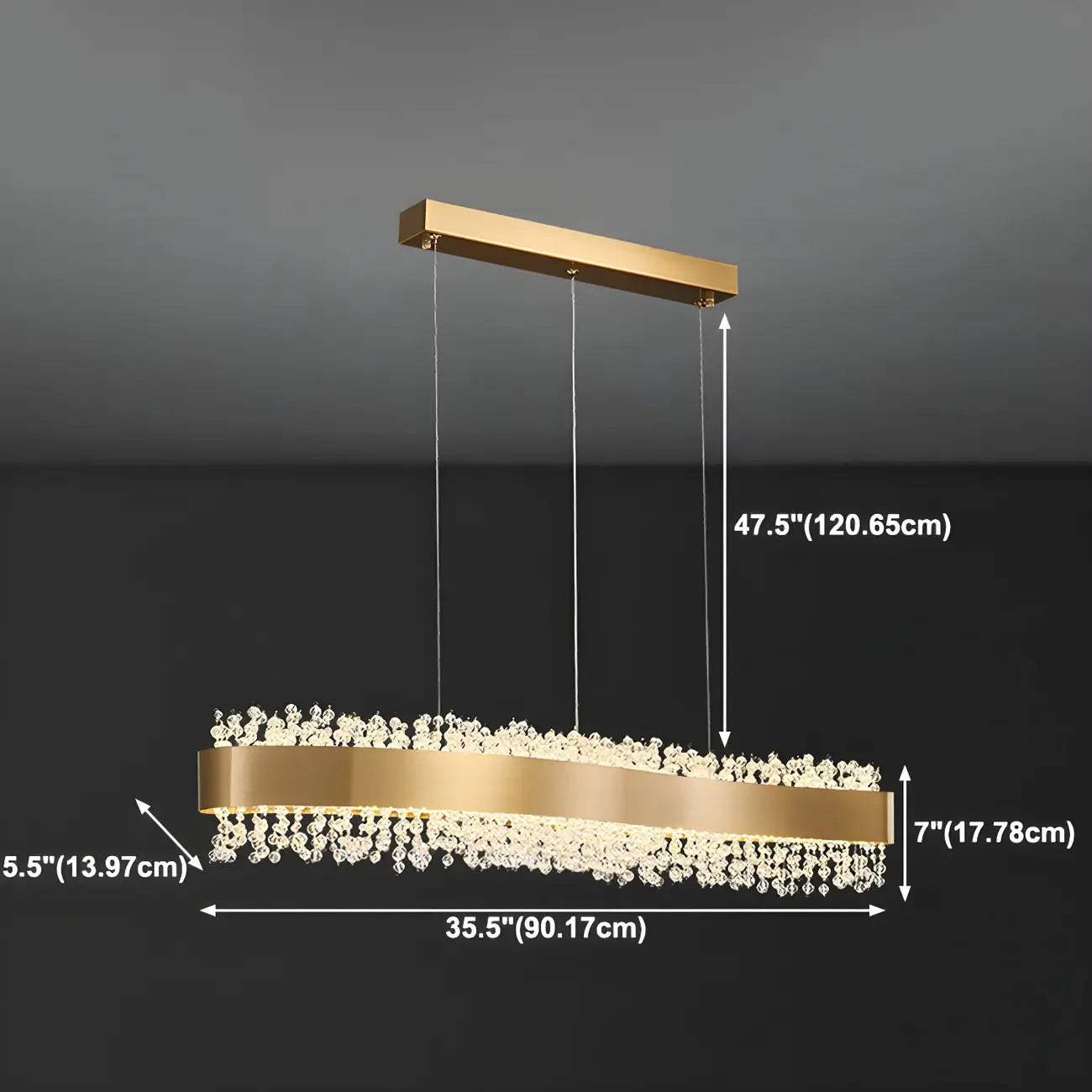 Applique murale réglable en cristal doré pour îlot de cuisine