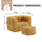 HOMEFUN Poltrona singola moderna trapuntata in Bouclé con pouf