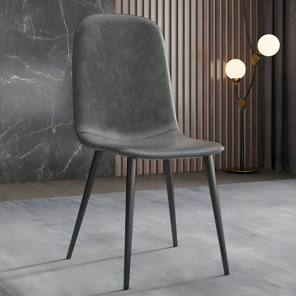 Chaise de salle à manger industrielle sans accoudoirs en similicuir à dossier bas