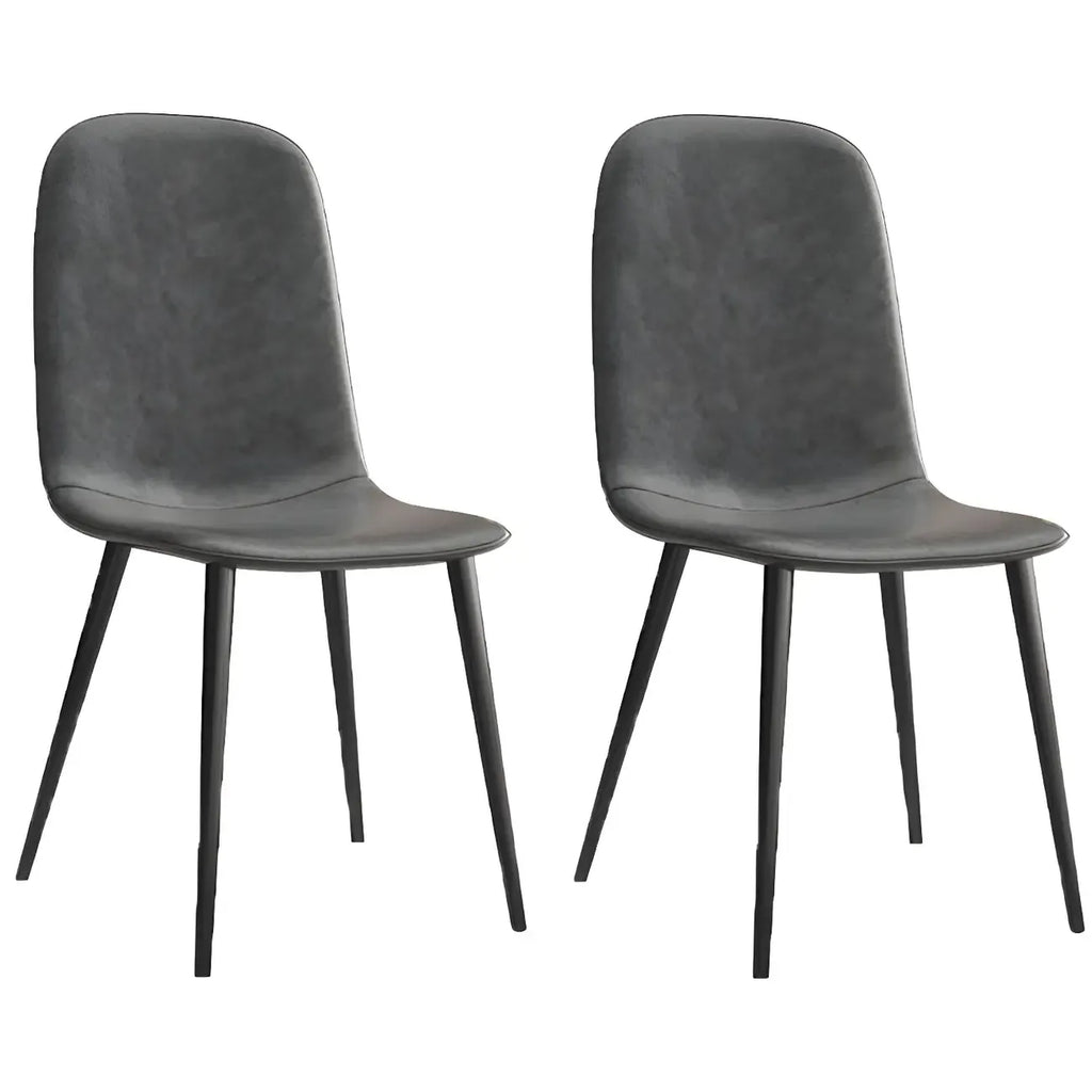 Chaise de salle à manger industrielle sans accoudoirs en similicuir à dossier bas