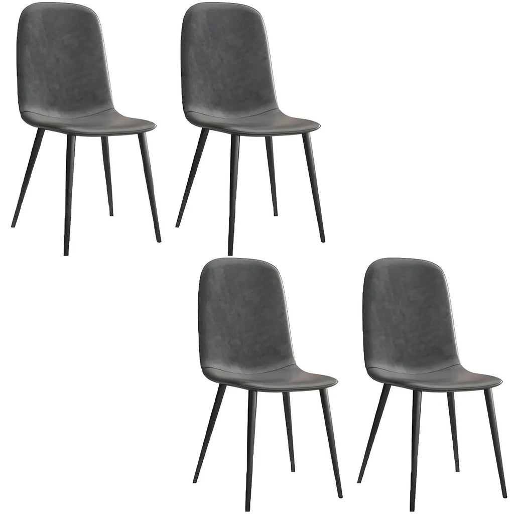 Chaise de salle à manger industrielle sans accoudoirs en similicuir à dossier bas