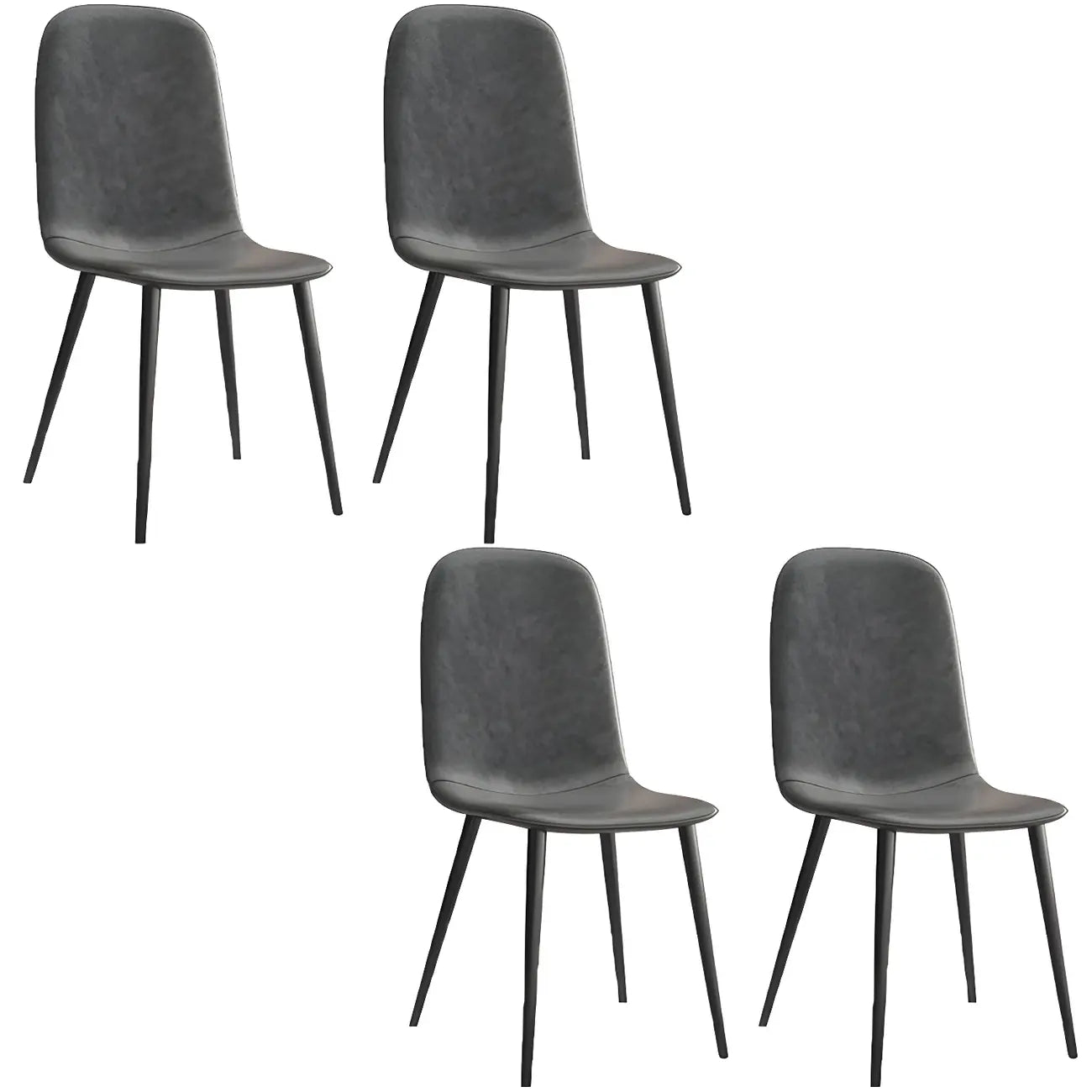 Chaise de salle à manger industrielle sans accoudoirs en similicuir à dossier bas