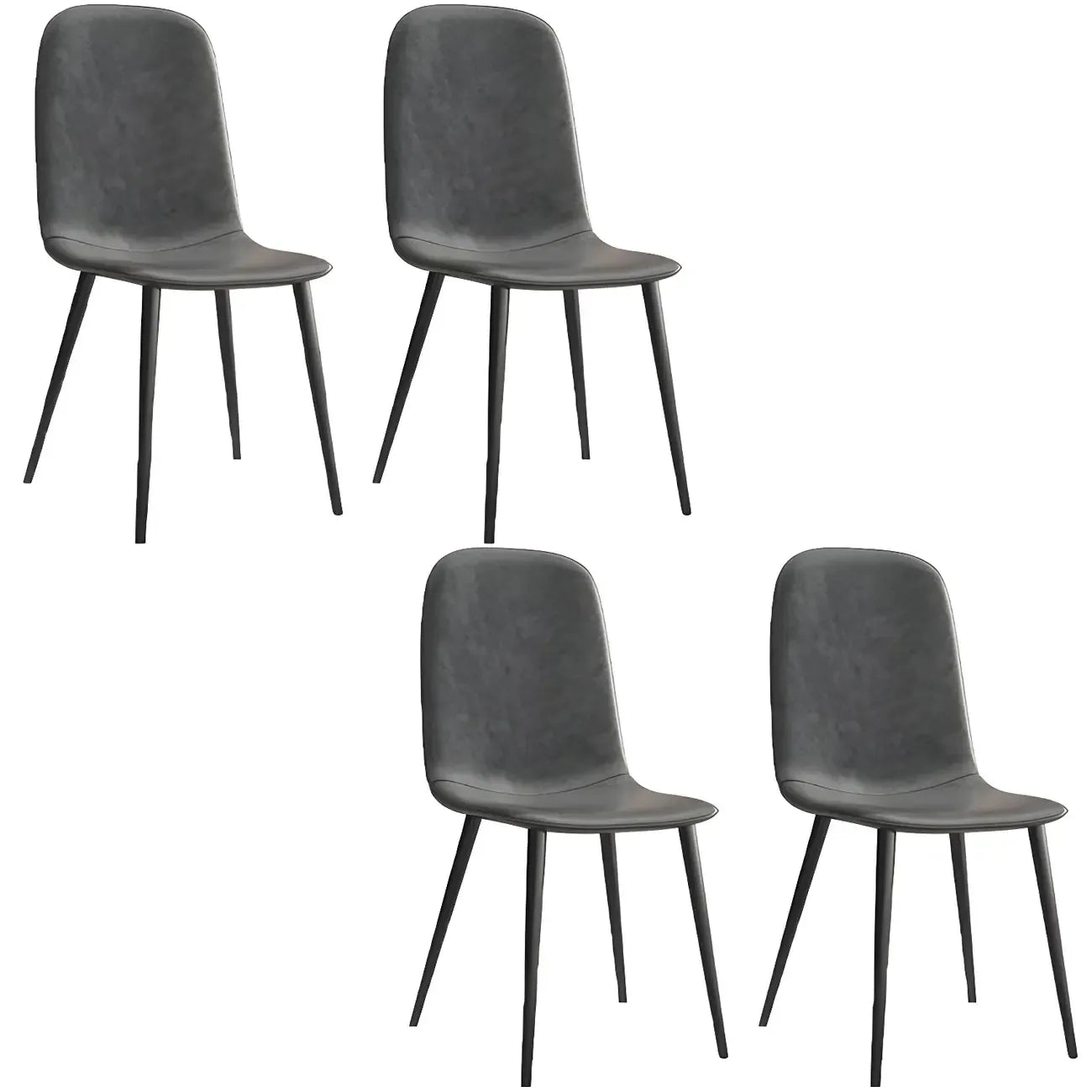 Chaise de salle à manger industrielle sans accoudoirs en similicuir à dossier bas