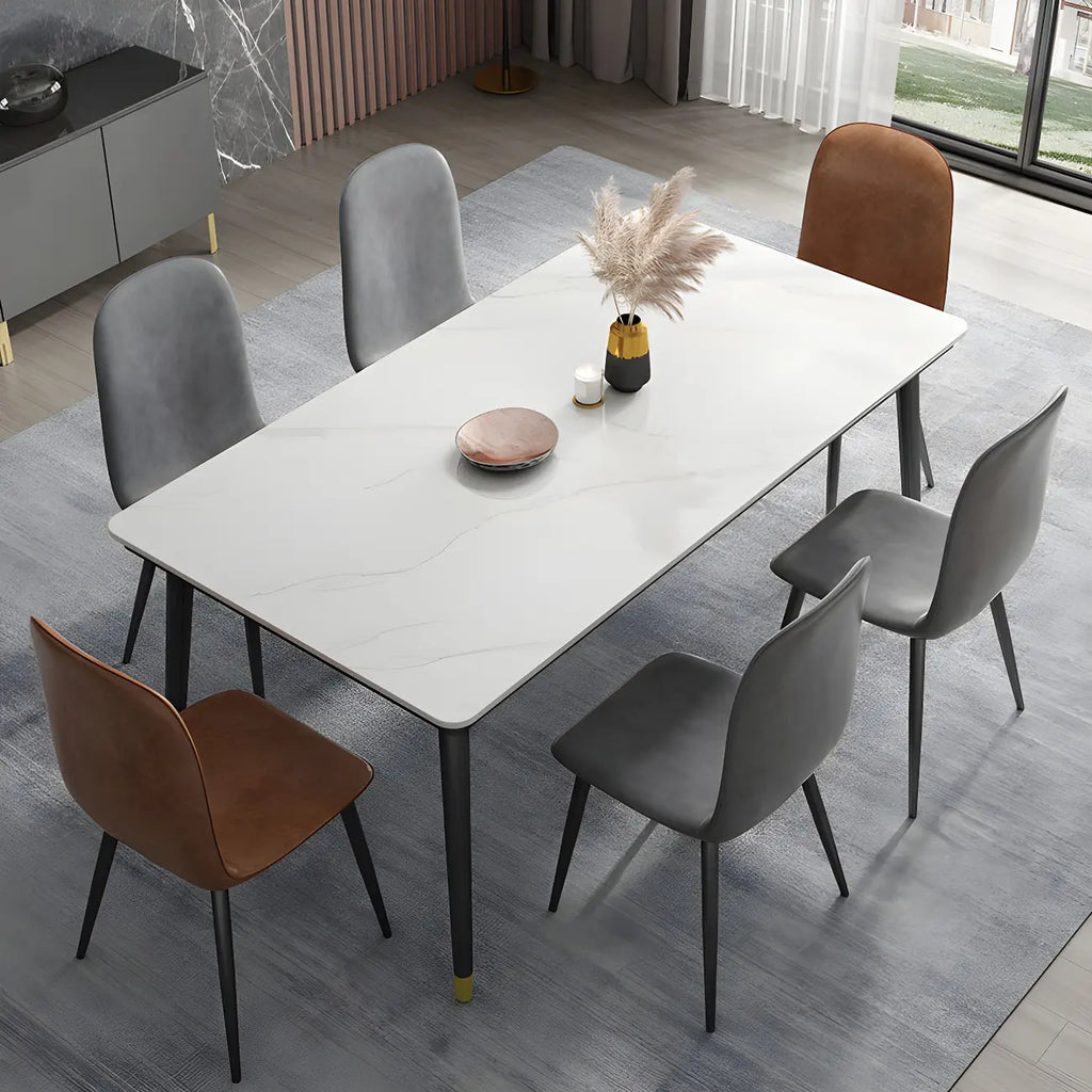 Chaise de salle à manger industrielle sans accoudoirs en similicuir à dossier bas