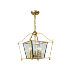 Lampadario a gabbia di vetro quadrata dorata, regolabile, per cucina