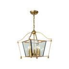 Lampadario a gabbia di vetro quadrata dorata, regolabile, per cucina