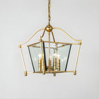 Lampadario a gabbia di vetro quadrata dorata, regolabile, per cucina
