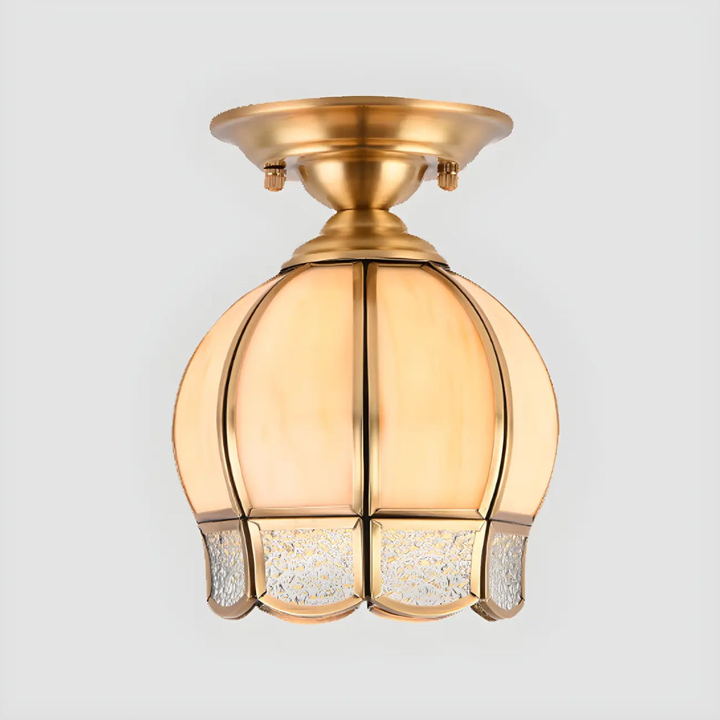 Plafonnier semi-encastré Colonial Dome en verre doré
