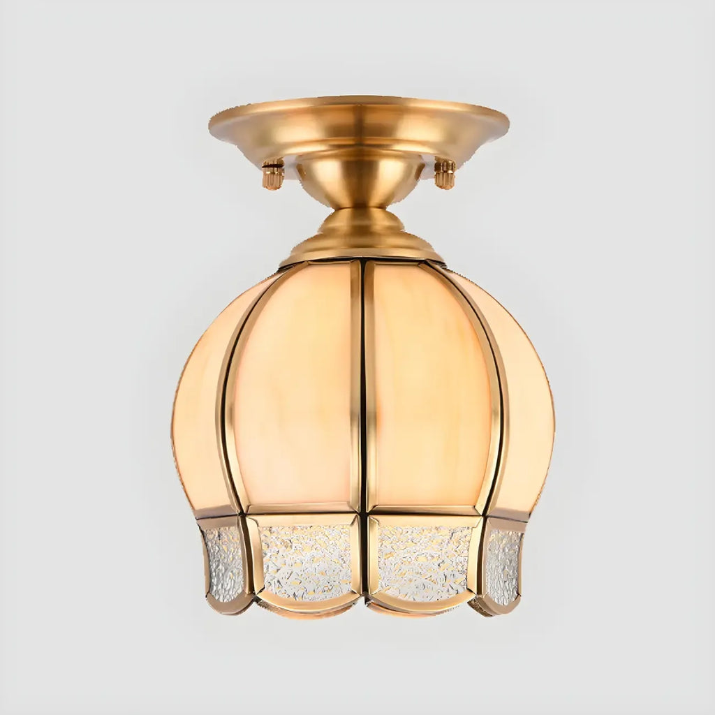 Plafonnier semi-encastré Colonial Dome en verre doré