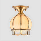 Plafonnier semi-encastré Colonial Dome en verre doré