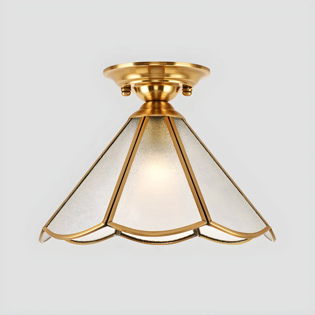 Plafonnier semi-encastré Colonial Dome en verre doré