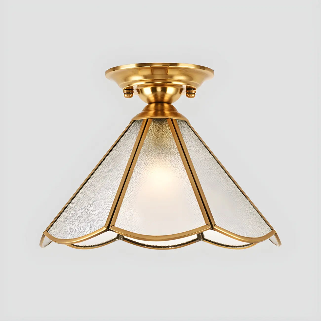Plafonnier semi-encastré Colonial Dome en verre doré