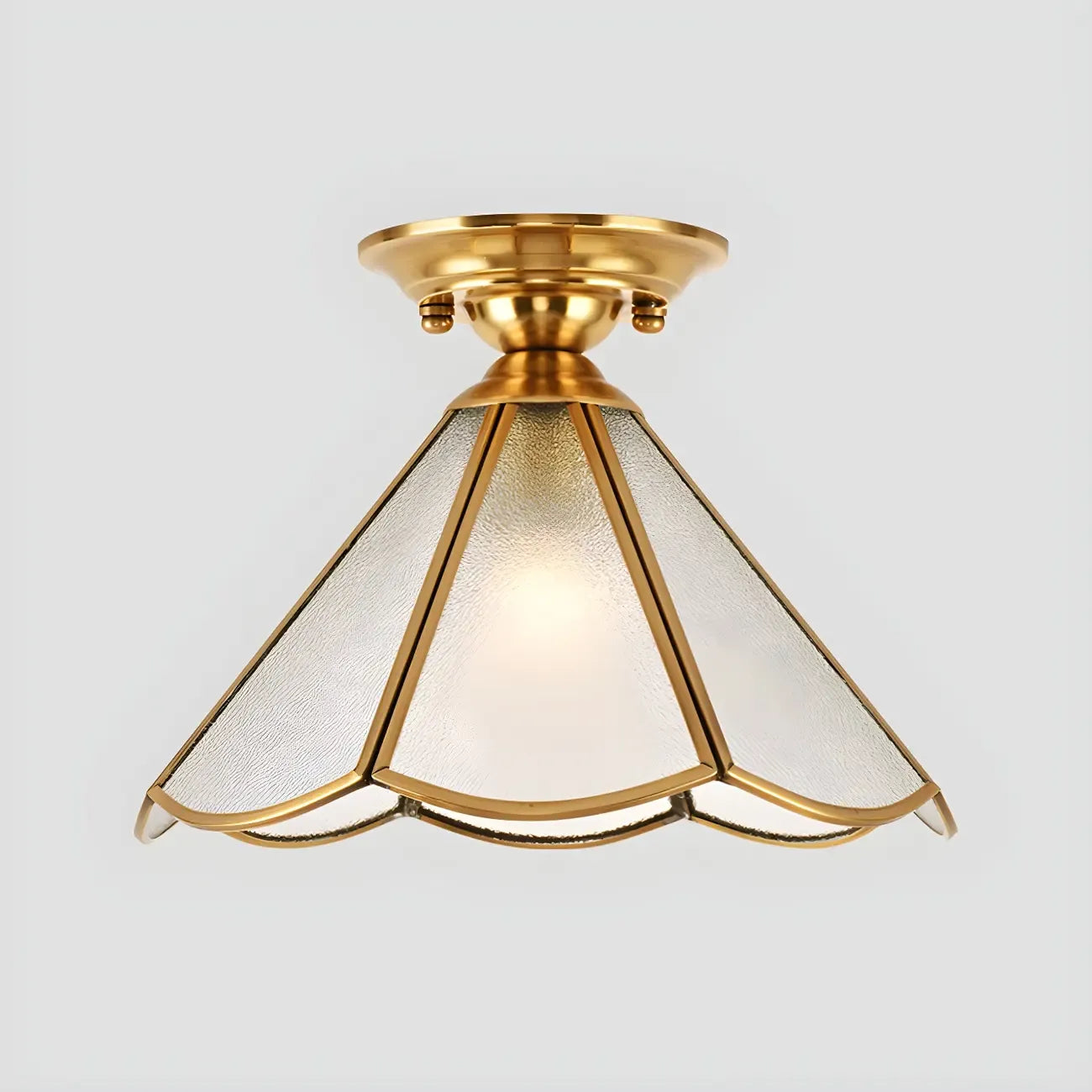 Plafonnier semi-encastré Colonial Dome en verre doré