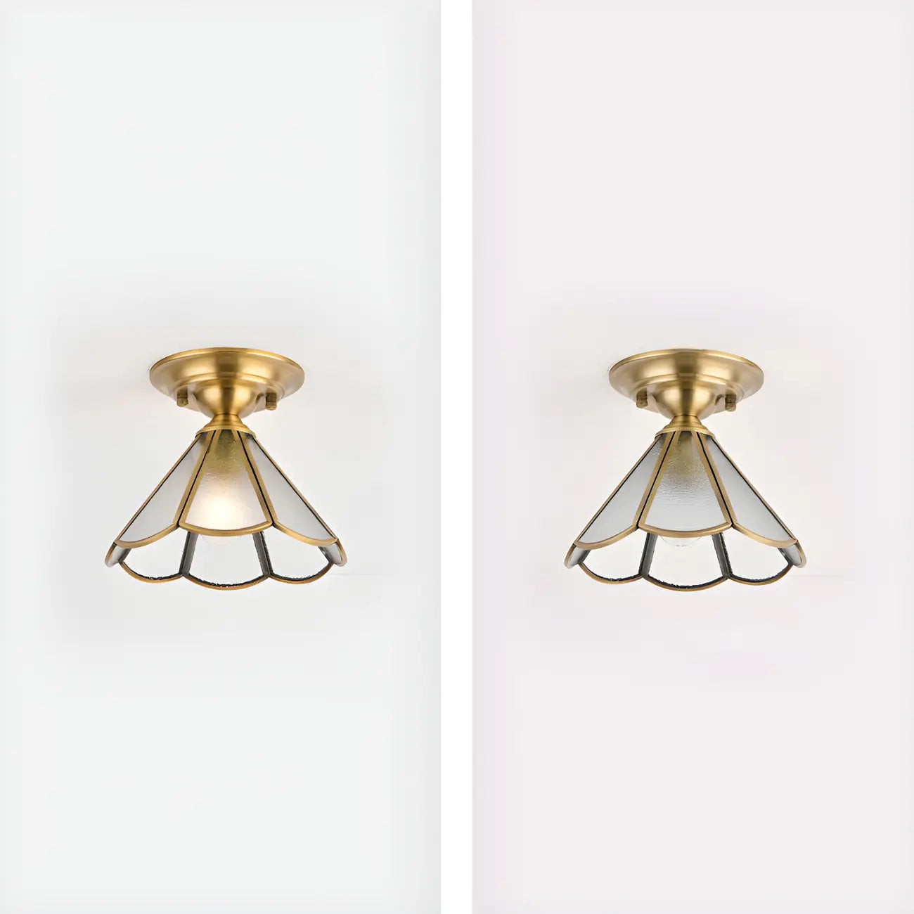 Plafonnier semi-encastré Colonial Dome en verre doré
