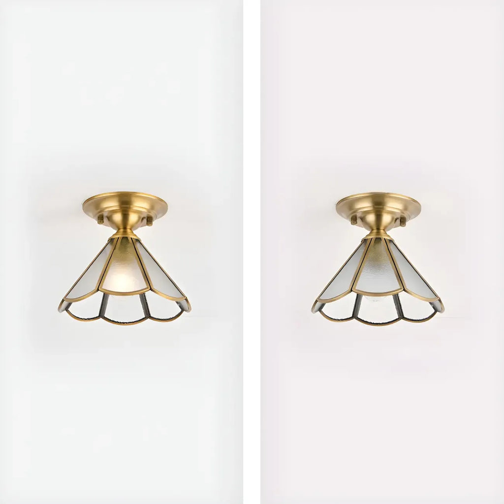 Plafonnier semi-encastré Colonial Dome en verre doré
