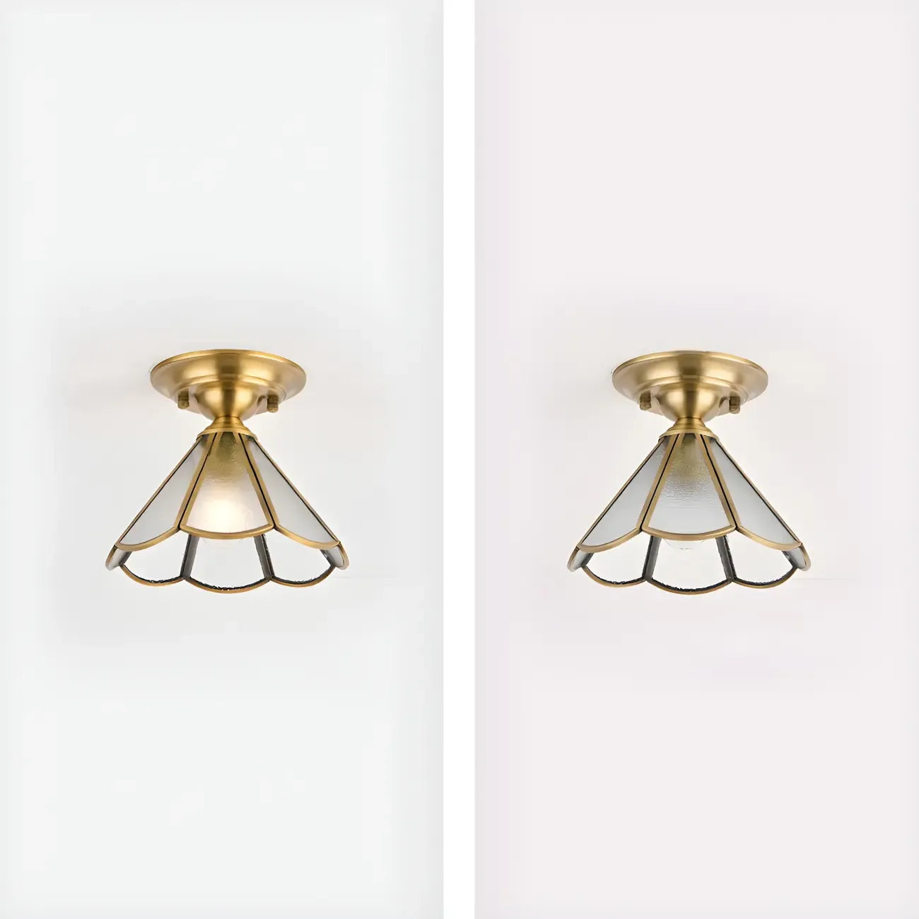 Plafonnier semi-encastré Colonial Dome en verre doré