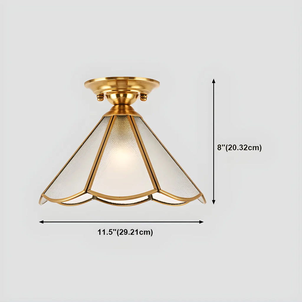 Plafonnier semi-encastré Colonial Dome en verre doré