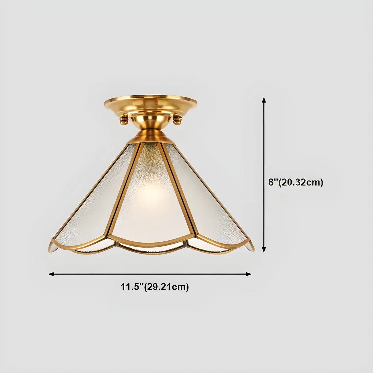 Plafonnier semi-encastré Colonial Dome en verre doré