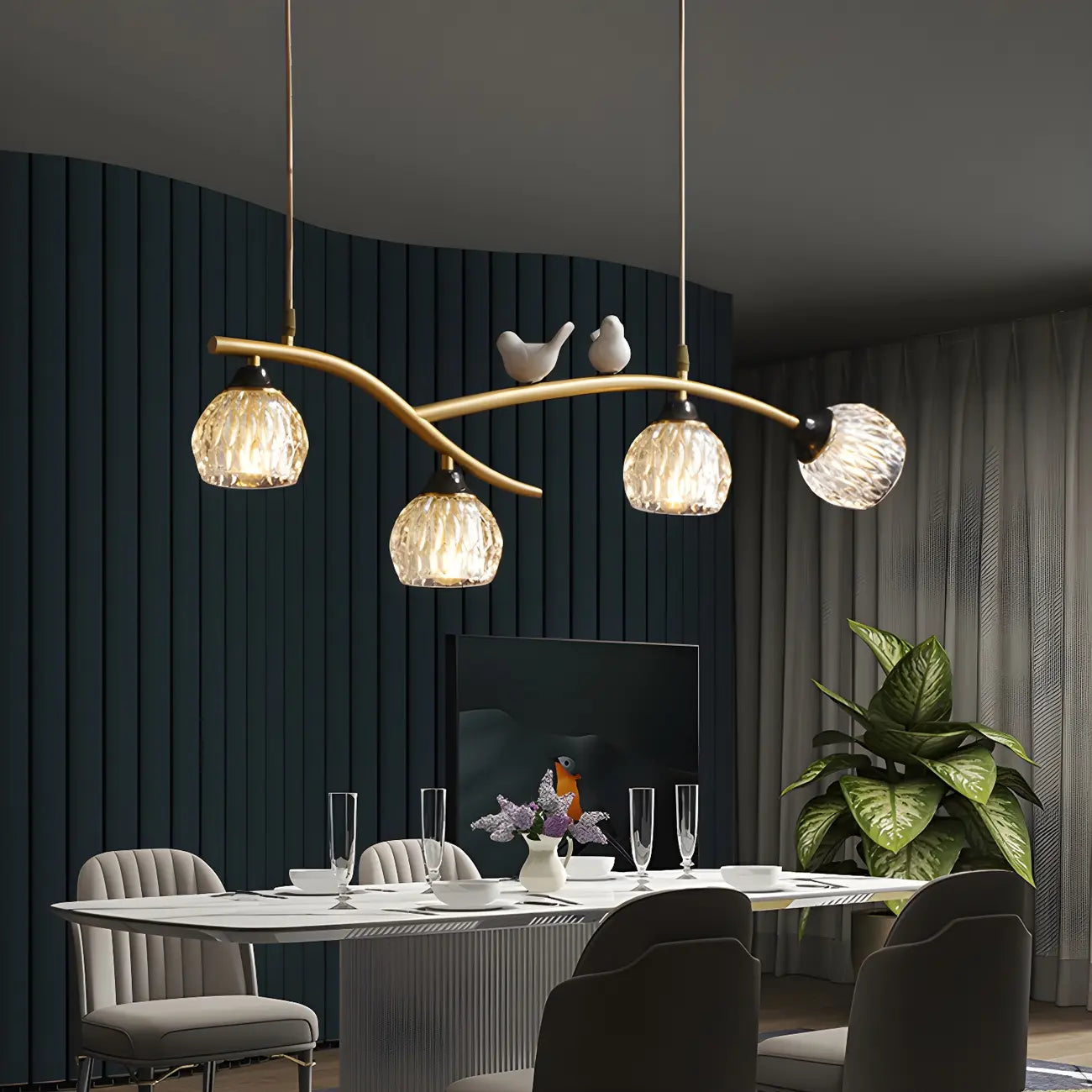 Suspension décorative moderne en cristal avec oiseaux